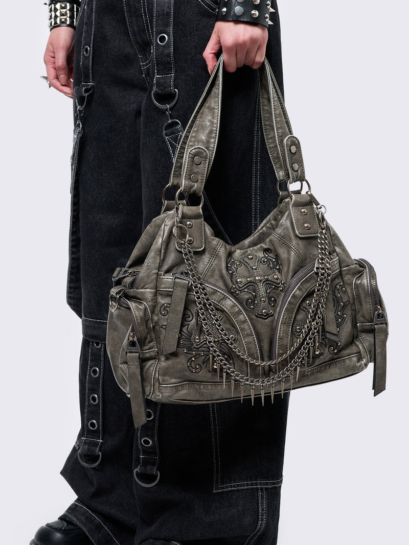 Abyss Grey Vegan Shoulder Bag