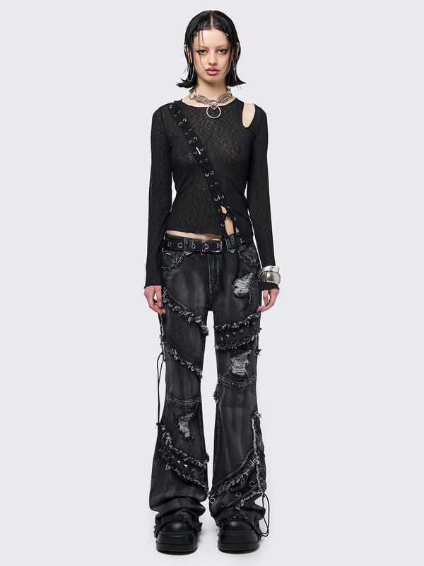 Aryana Black Cut-Out Top