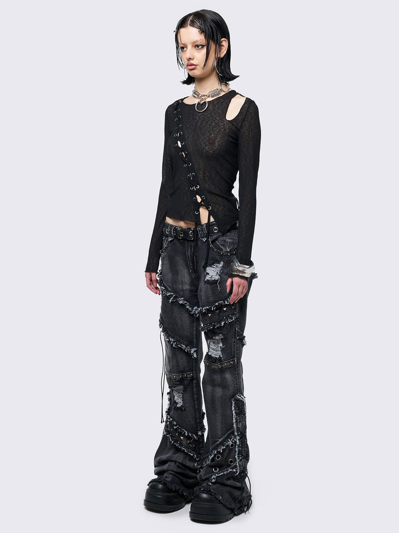 Aryana Black Cut-Out Top