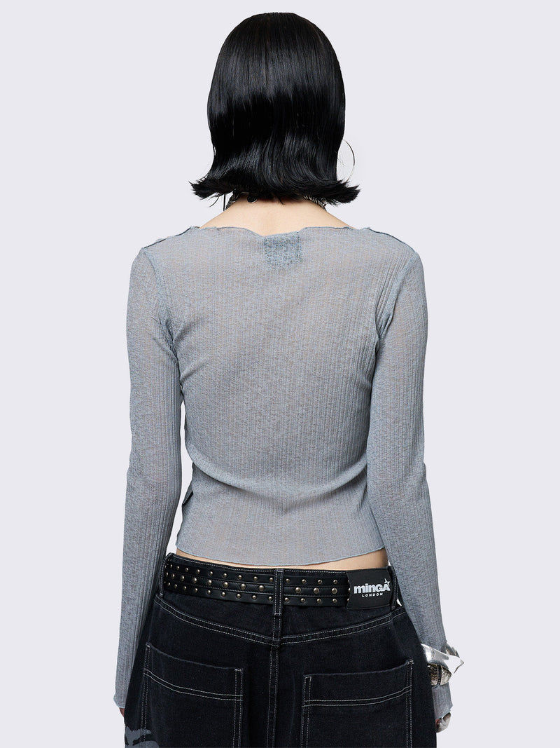 Aryana Grey Cut-Out Top