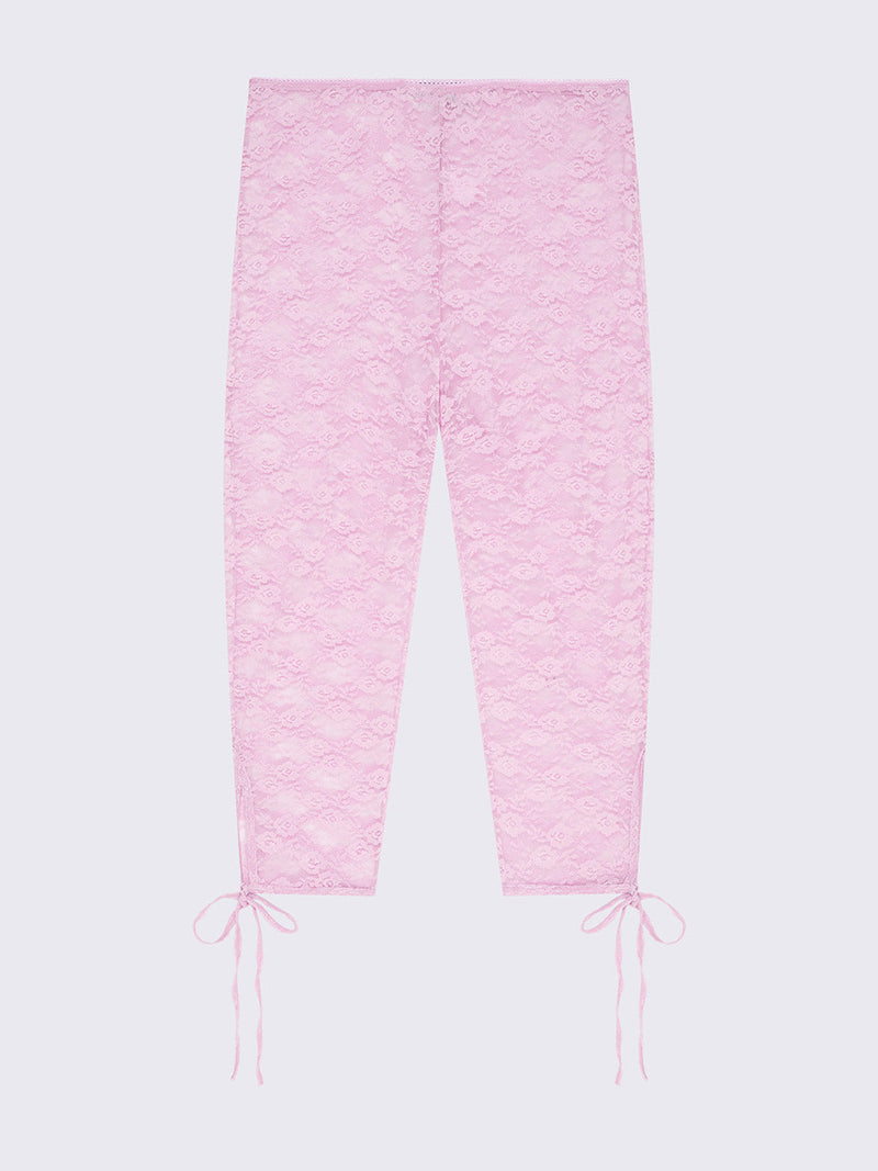 Elara Pink Lace Capri Leggings