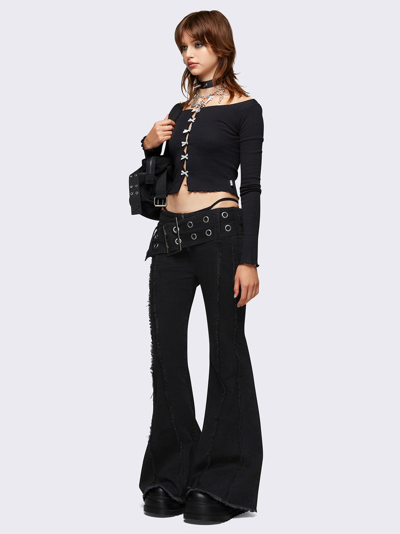 Gia Belted Flared Jeans