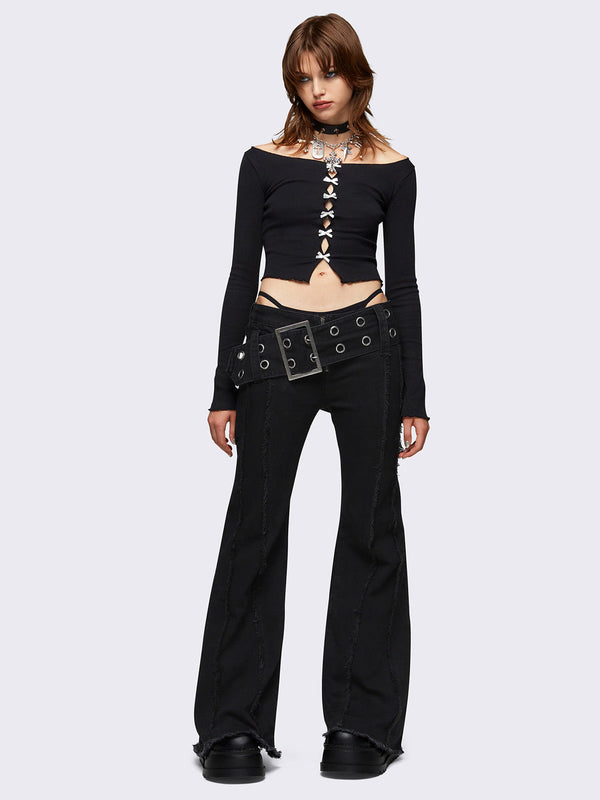 Gia Belted Flared Jeans