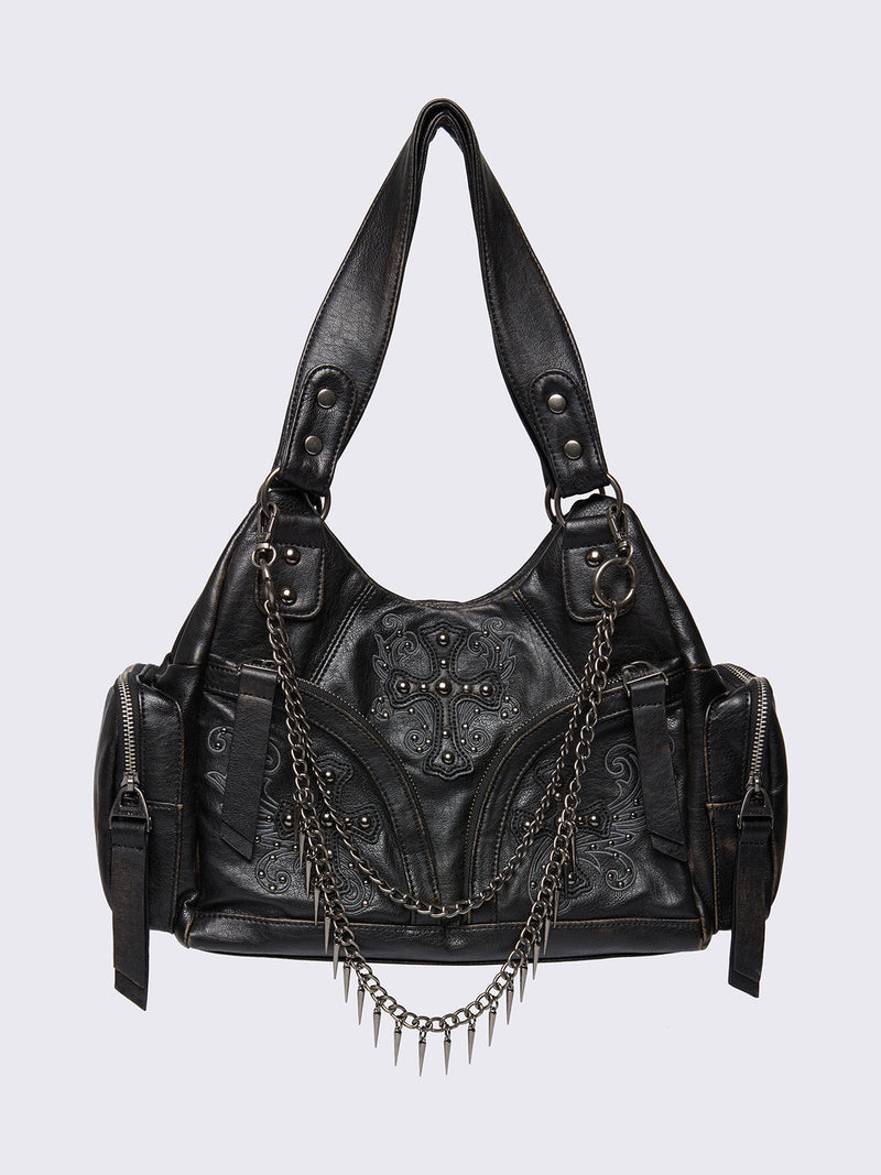 Abyss Black Vegan Shoulder Bag