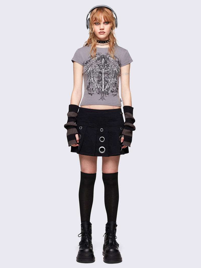 Angel Wings Grey Baby Tee
