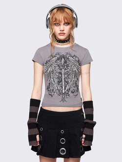 Angel Wings Grey Baby Tee