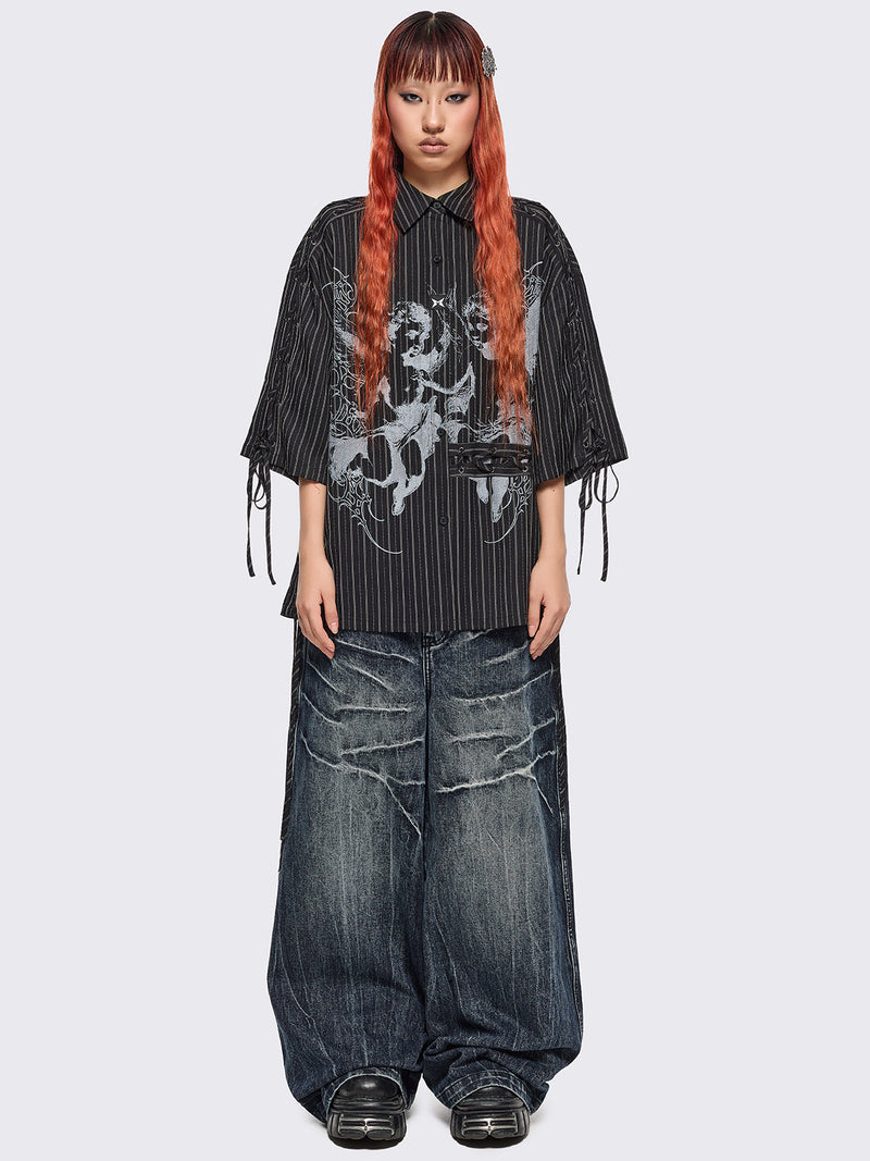 Angels Black Striped Shirt