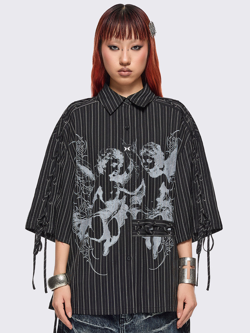 Angels Black Striped Shirt