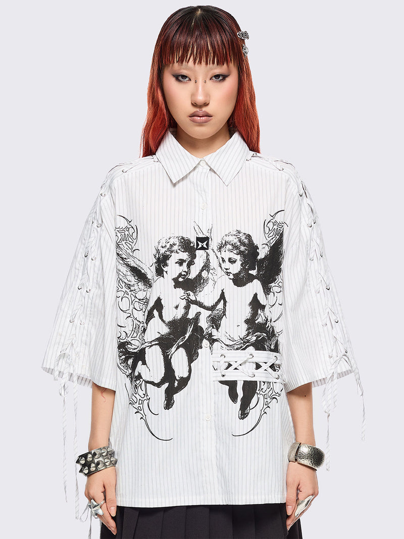 Angels White Striped Shirt