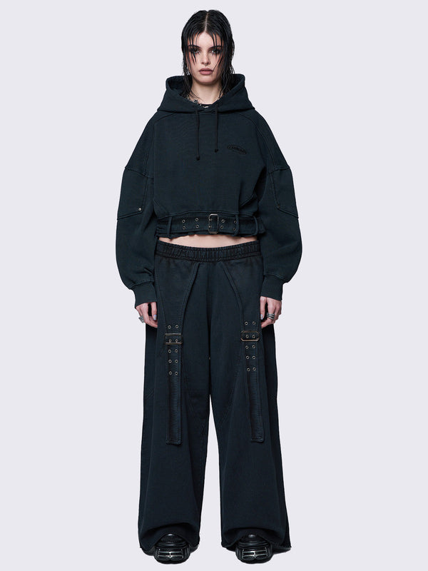 Ash Washed Cropped Hoodie