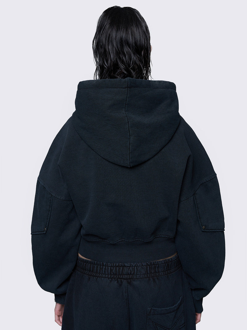 Ash Washed Cropped Hoodie