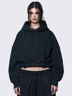 Ash Washed Cropped Hoodie