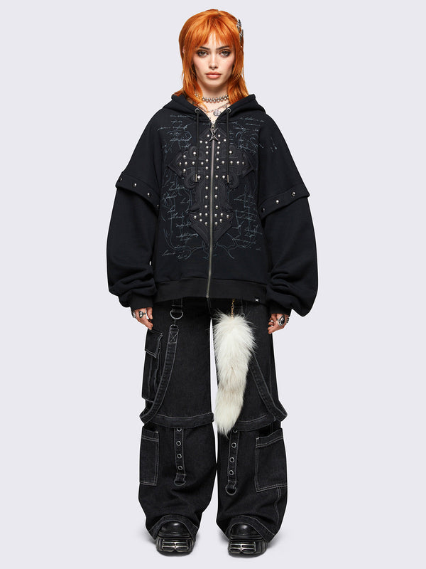 Crucifix Zip Up Hoodie