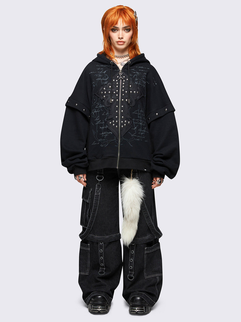 Crucifix Zip Up Hoodie