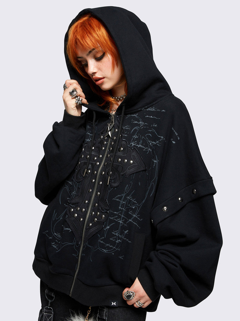 Crucifix Zip Up Hoodie
