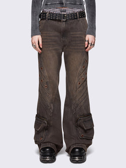 Crush Grey Baggy Flared Jeans