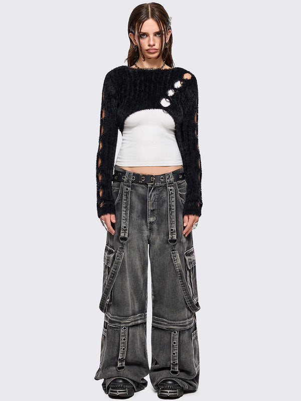 Demi Black Cut-Out Sweater