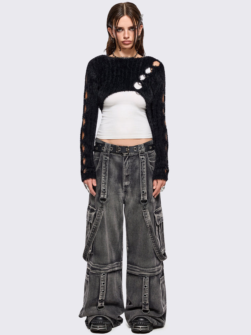 Demi Black Cut-Out Sweater