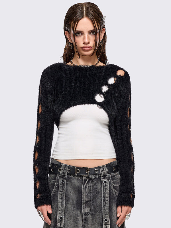Demi Black Cut-Out Sweater