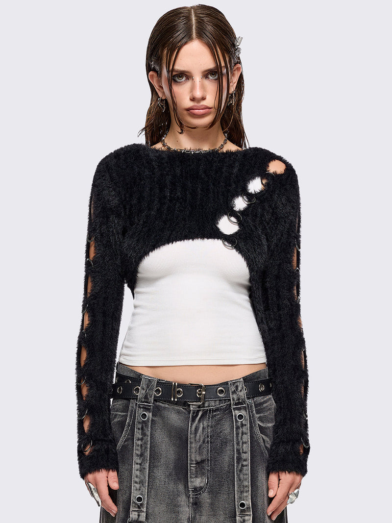 Demi Black Cut-Out Sweater