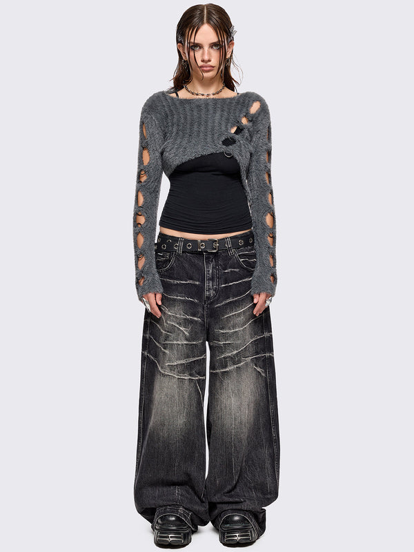 Demi Grey Cut-Out Sweater