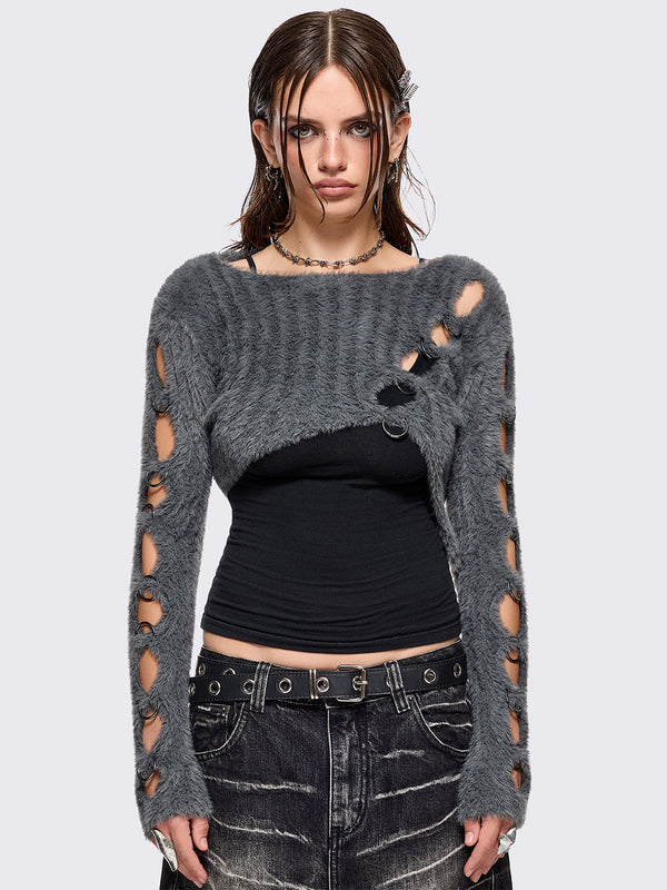 Demi Grey Cut-Out Sweater