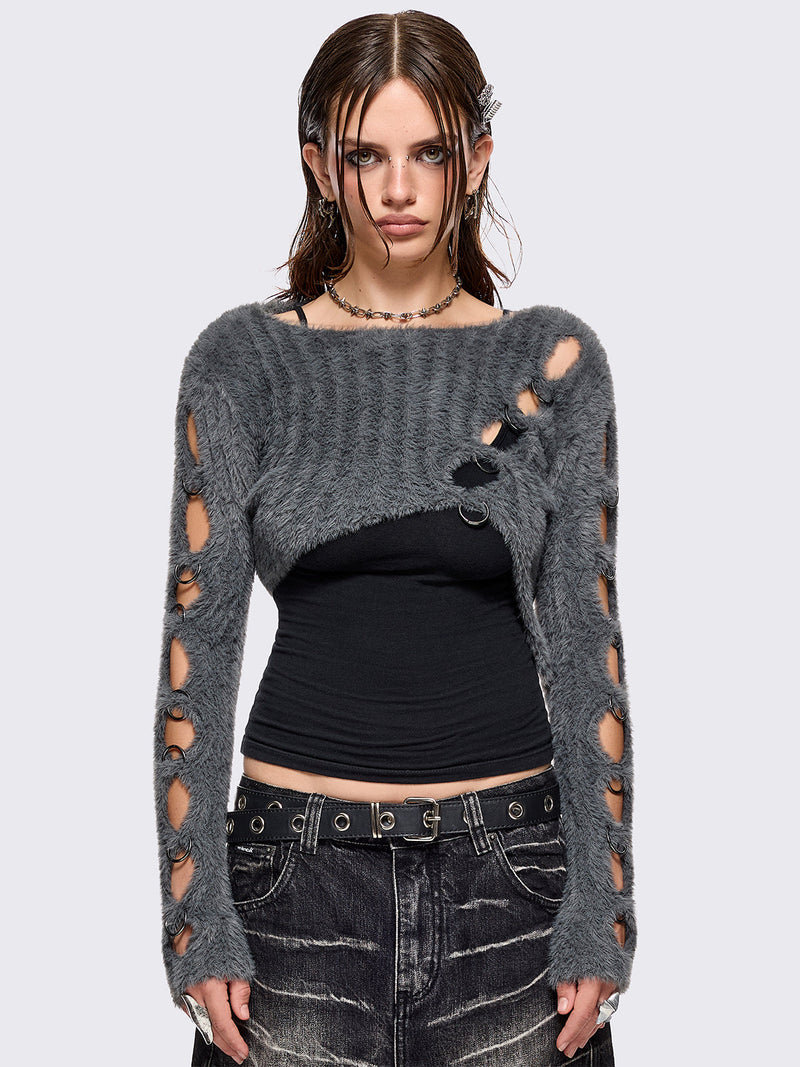 Demi Grey Cut-Out Sweater