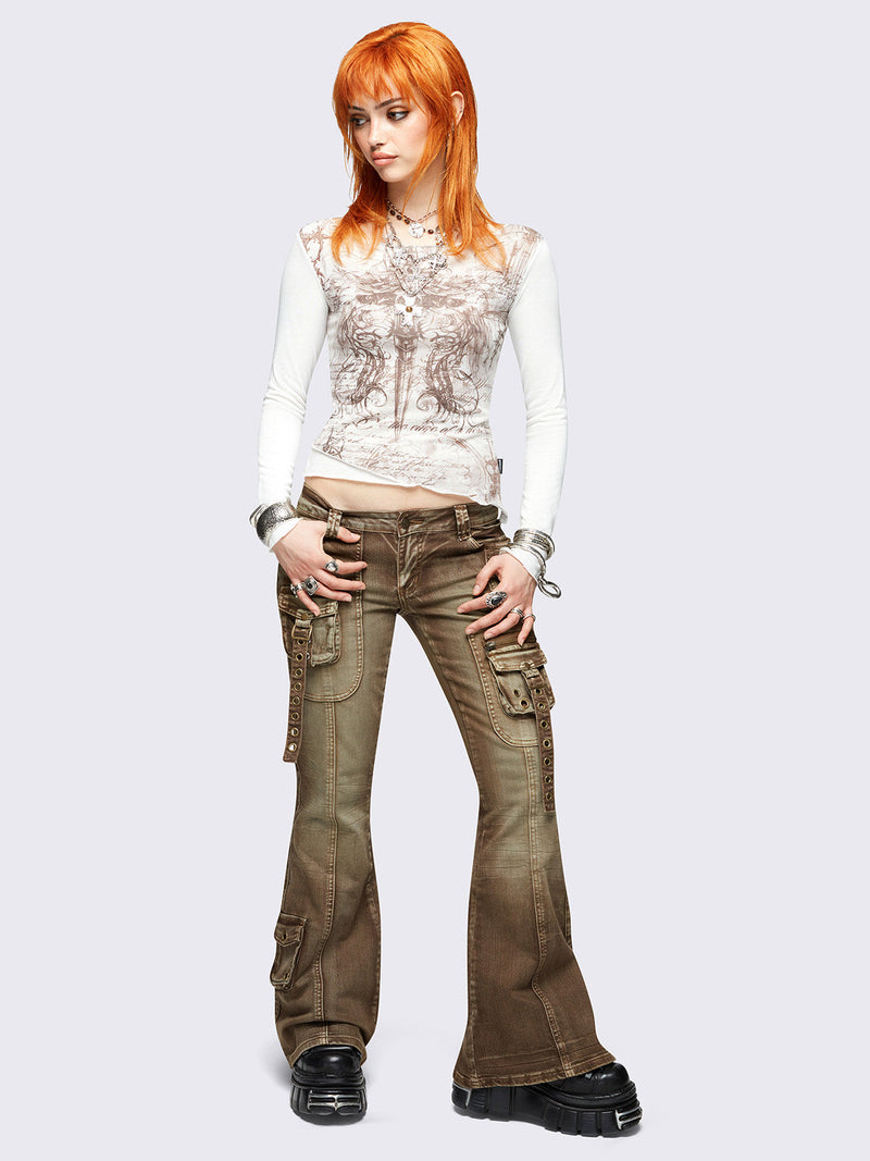 Elsie Brown Flared Jeans