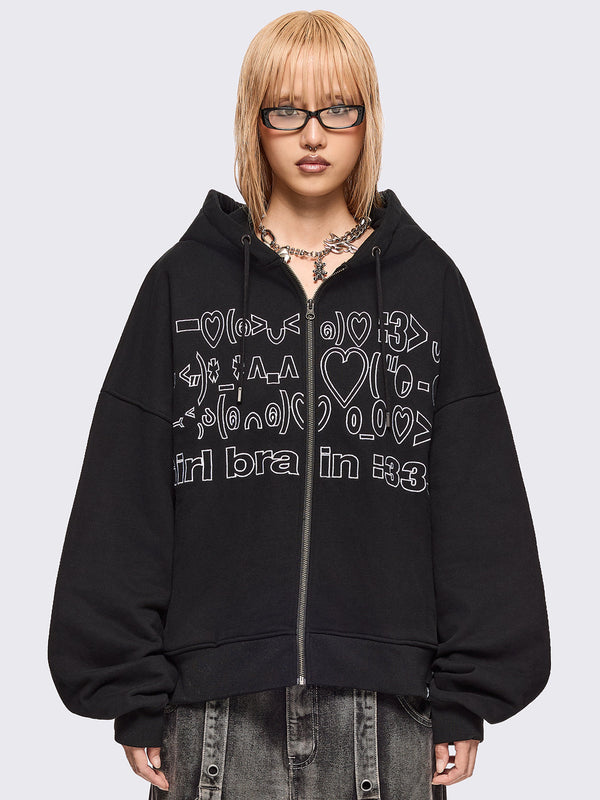 Girl Brain Zip Up Hoodie