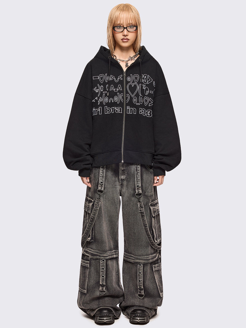 Girl Brain Zip Up Hoodie