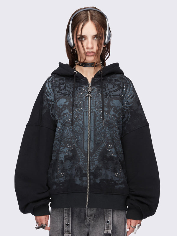 Grim-winged Zip Up Hoodie