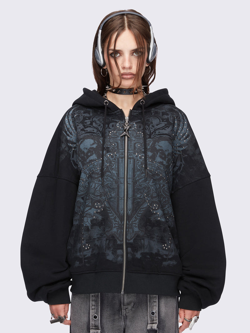 Grim-winged Zip Up Hoodie