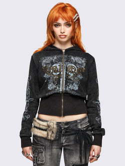 Grime Washed Zip Up Hoodie