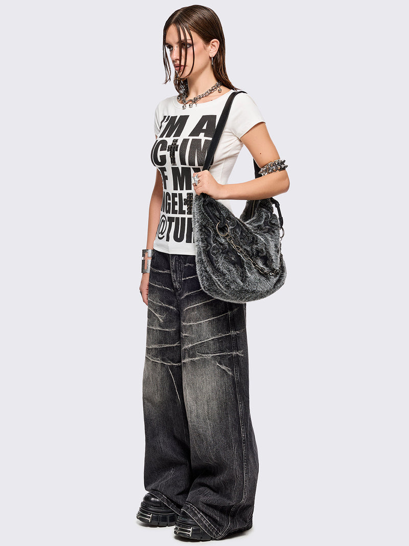 Ink Furry Shoulder Bag