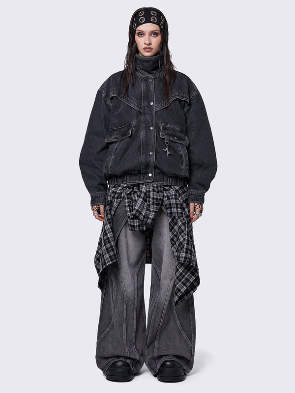 Joy Black Denim Bomber Jacket