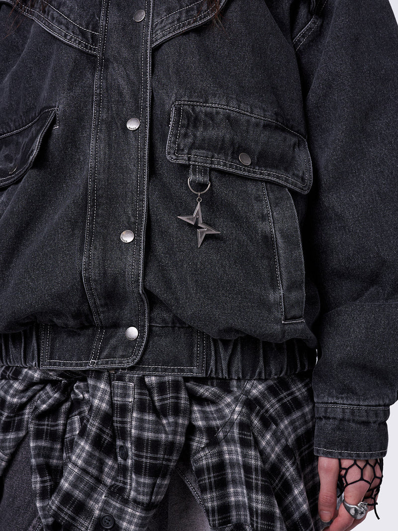 Joy Black Denim Bomber Jacket