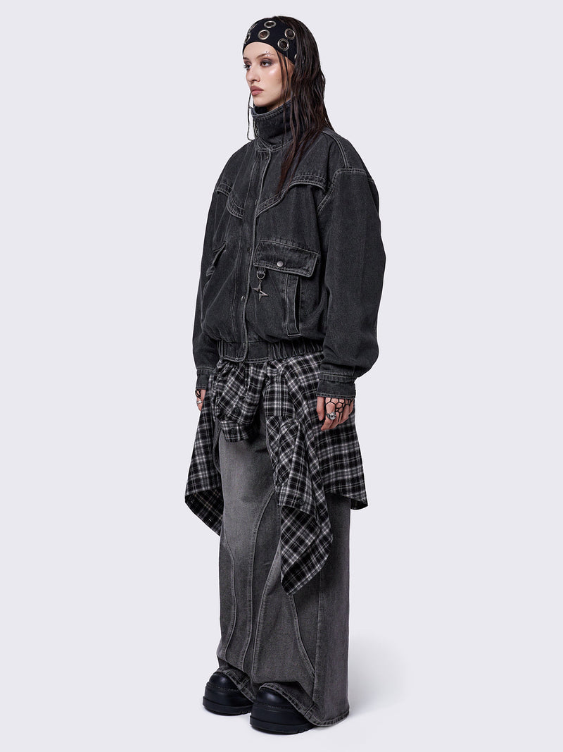 Joy Black Denim Bomber Jacket