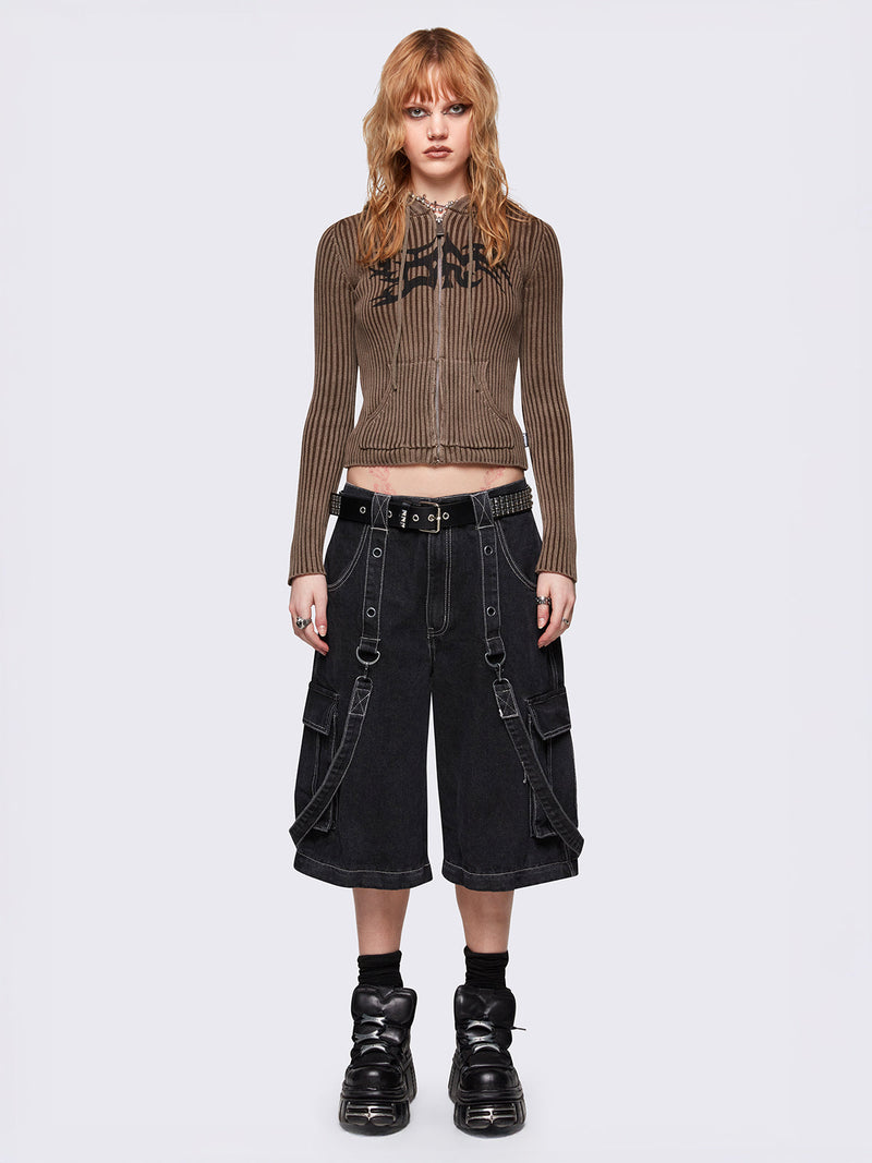 Kai Taupe Knitted Zip-Up Hoodie