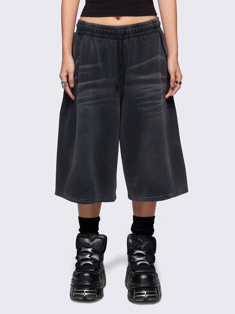 Lex Black Washed Sweat Shorts