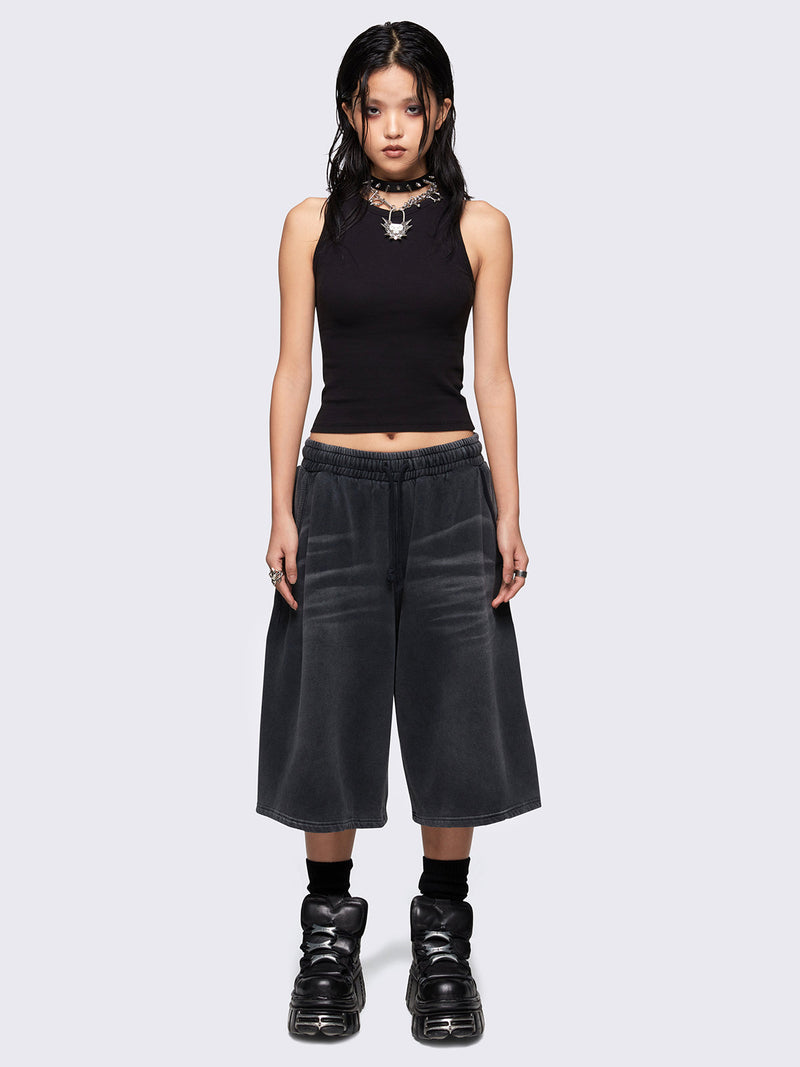 Lex Black Washed Sweat Shorts