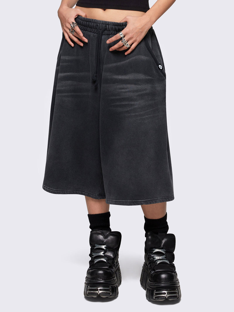 Lex Black Washed Sweat Shorts