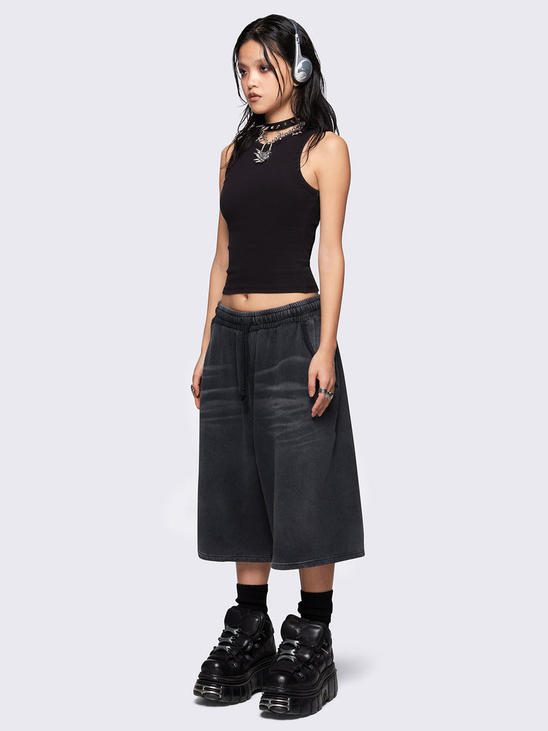 Lex Black Washed Sweat Shorts