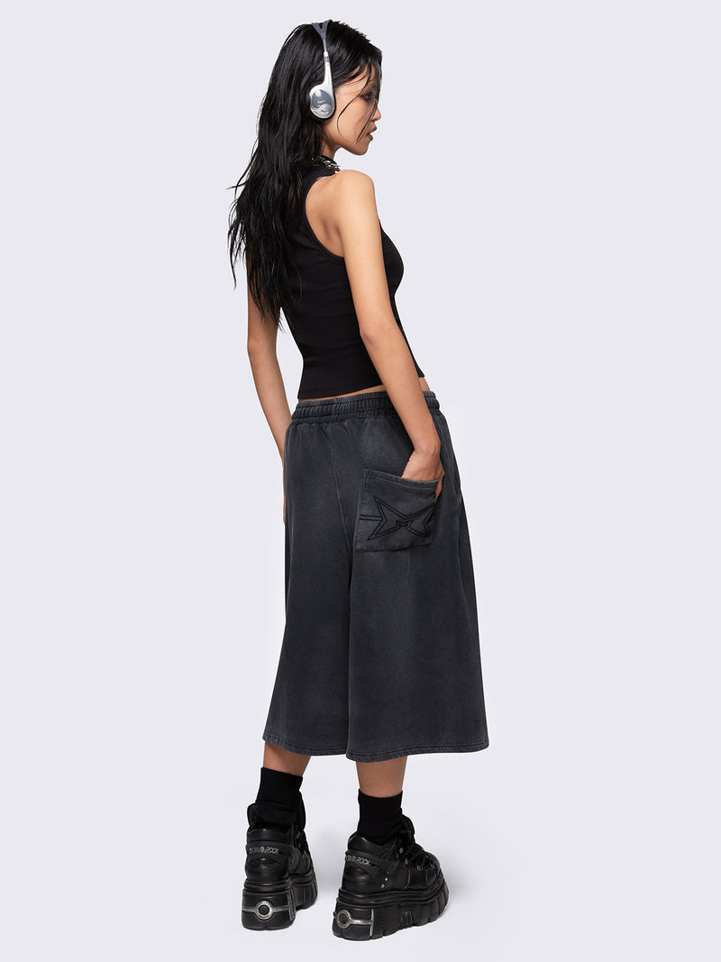 Lex Black Washed Sweat Shorts