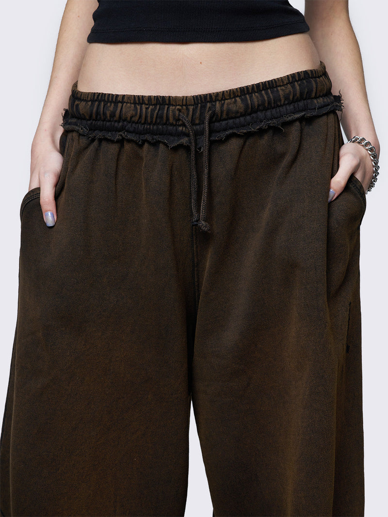 Liv Brown Washed Sweatpants