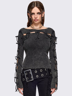 Lola Black Washed Top