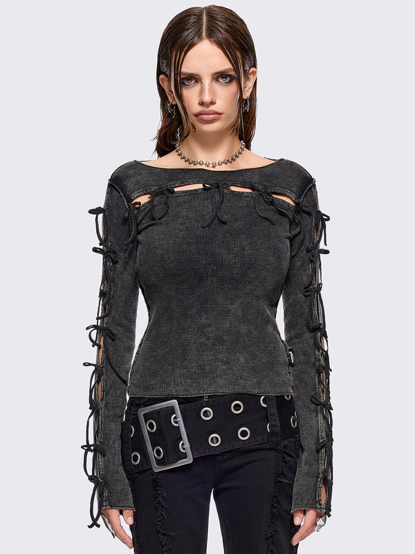 Lola Black Washed Top