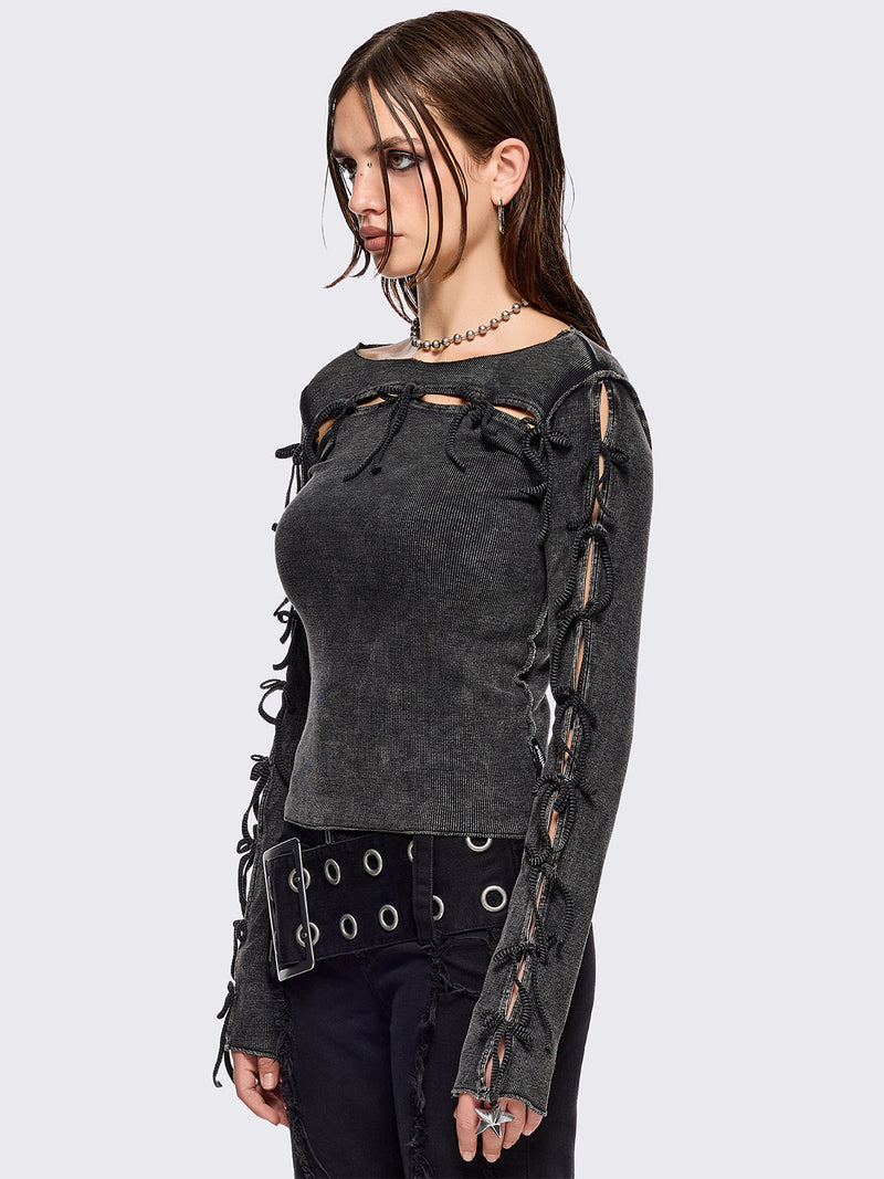 Lola Black Washed Top