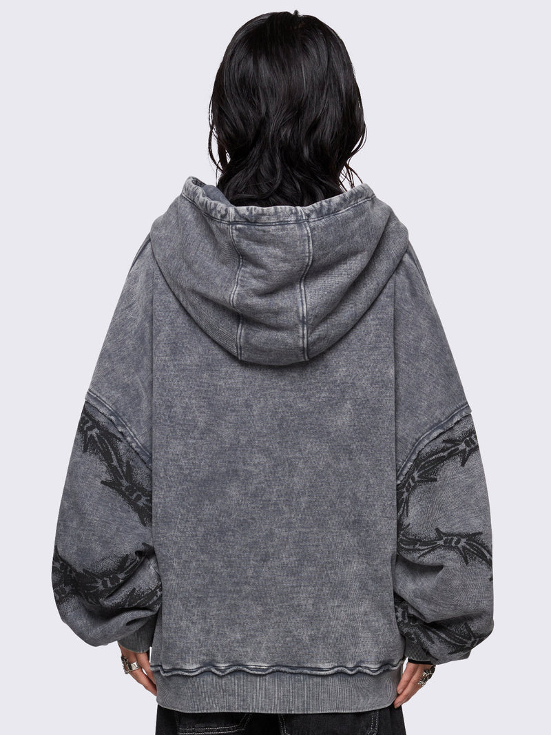 Love Web Washed Zip Up Hoodie