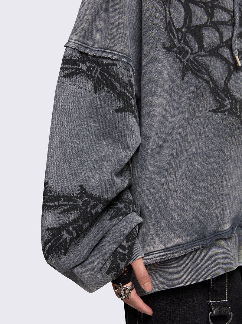 Love Web Washed Zip Up Hoodie