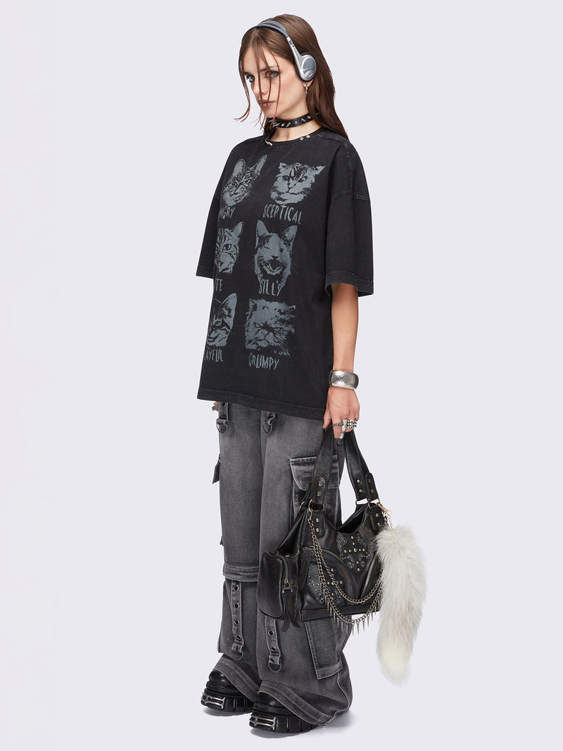 Moody Cats Washed T-Shirt